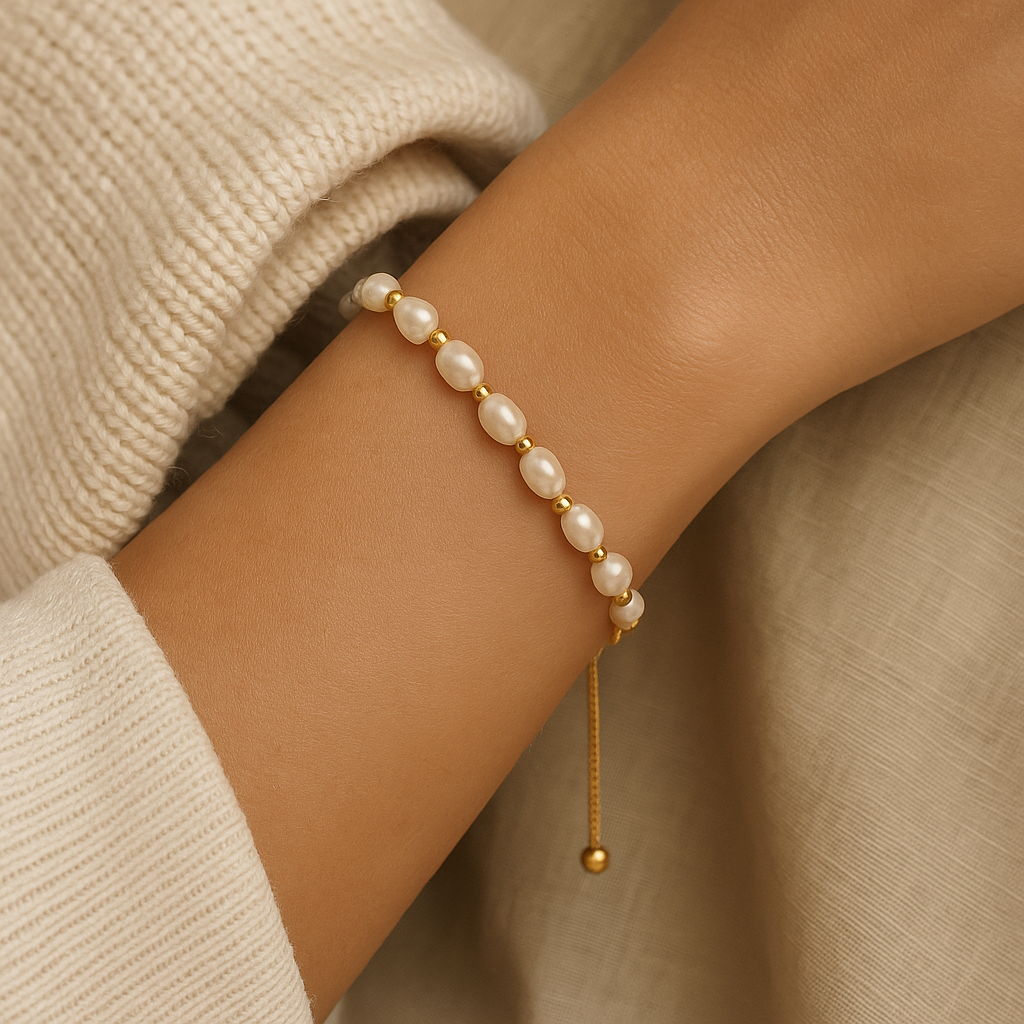 Freshwater pearl slider bracelet