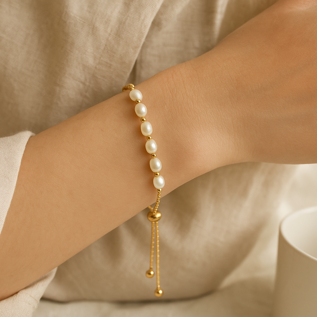 Freshwater pearl slider bracelet