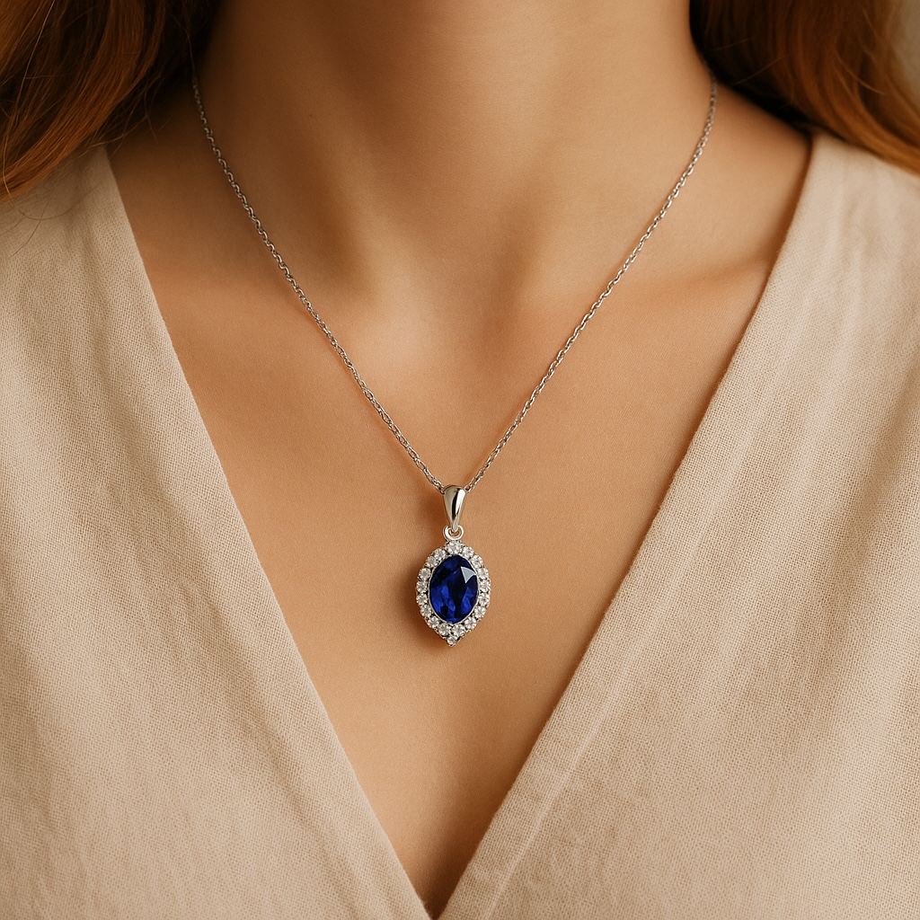 Viola Simulated Sapphire Necklace