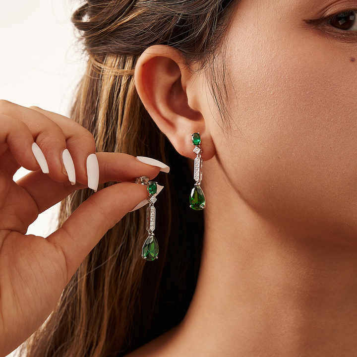 Andra Simulated Emerald Drop Earrings