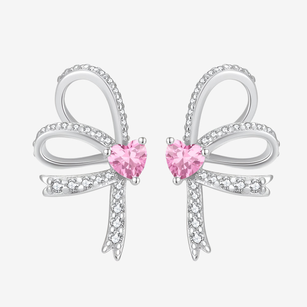 Celia Pink ribbon studs