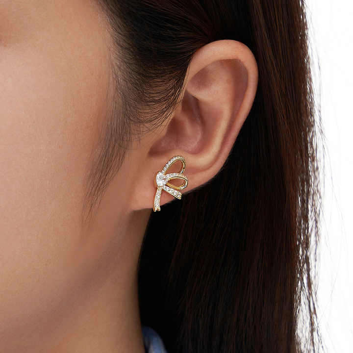 Celia, Pink heart ribbon Studs