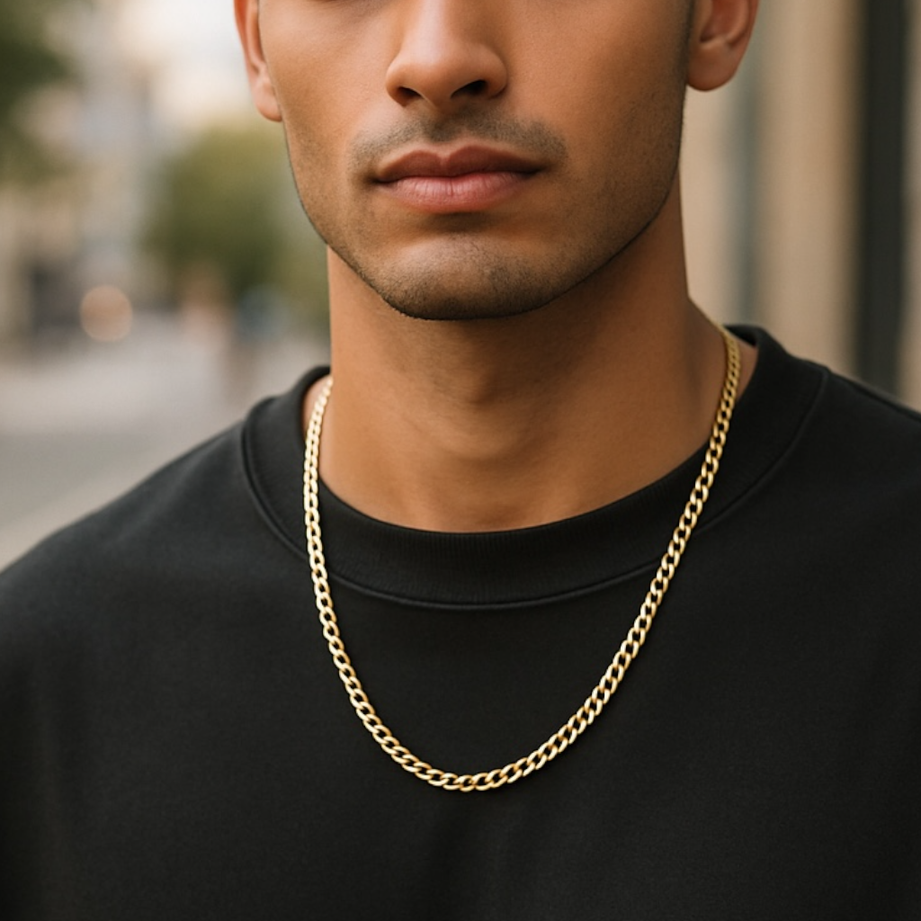 Diamond Cut Cuban Link Chain Necklace gold