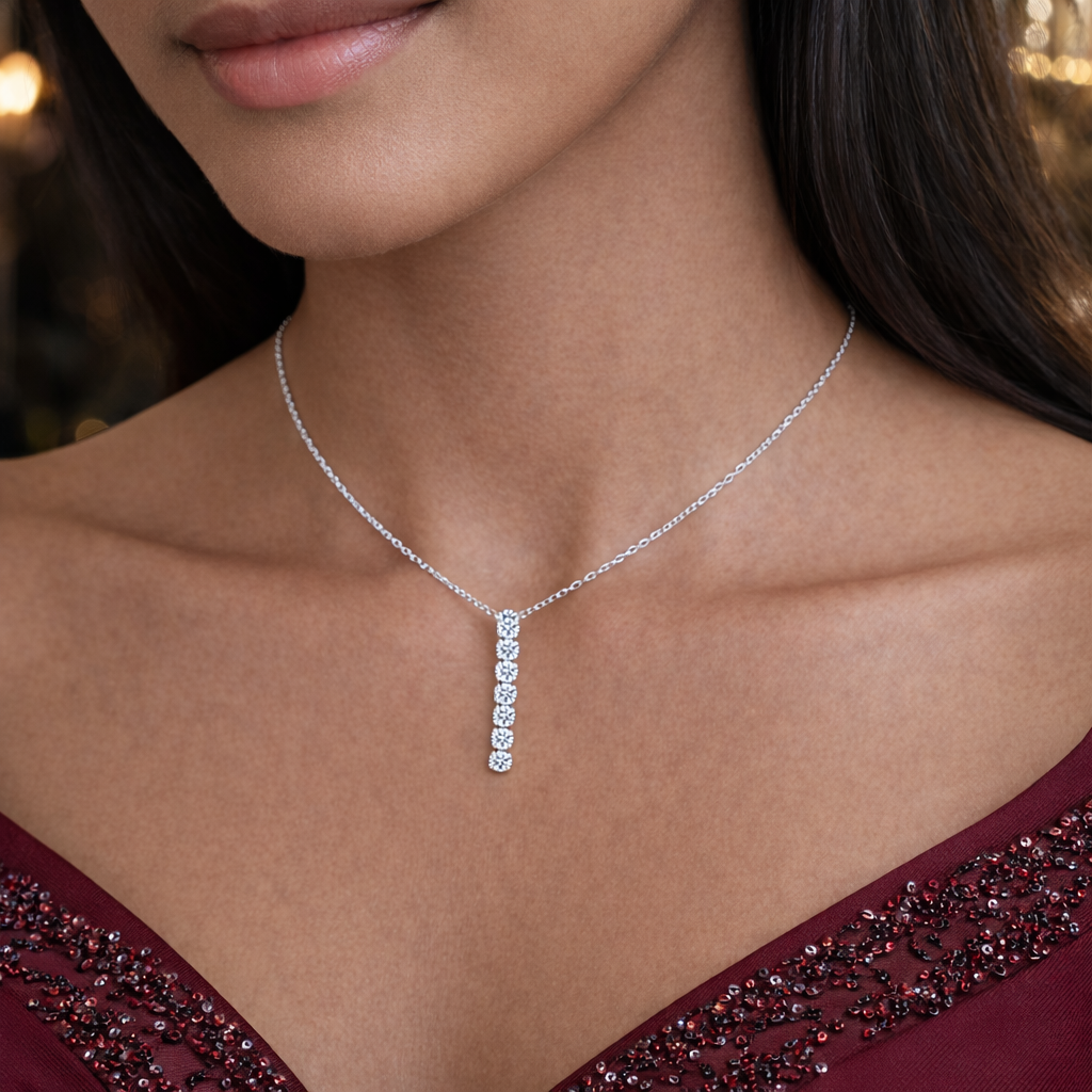 Darci Lariat Pave Necklace, silver