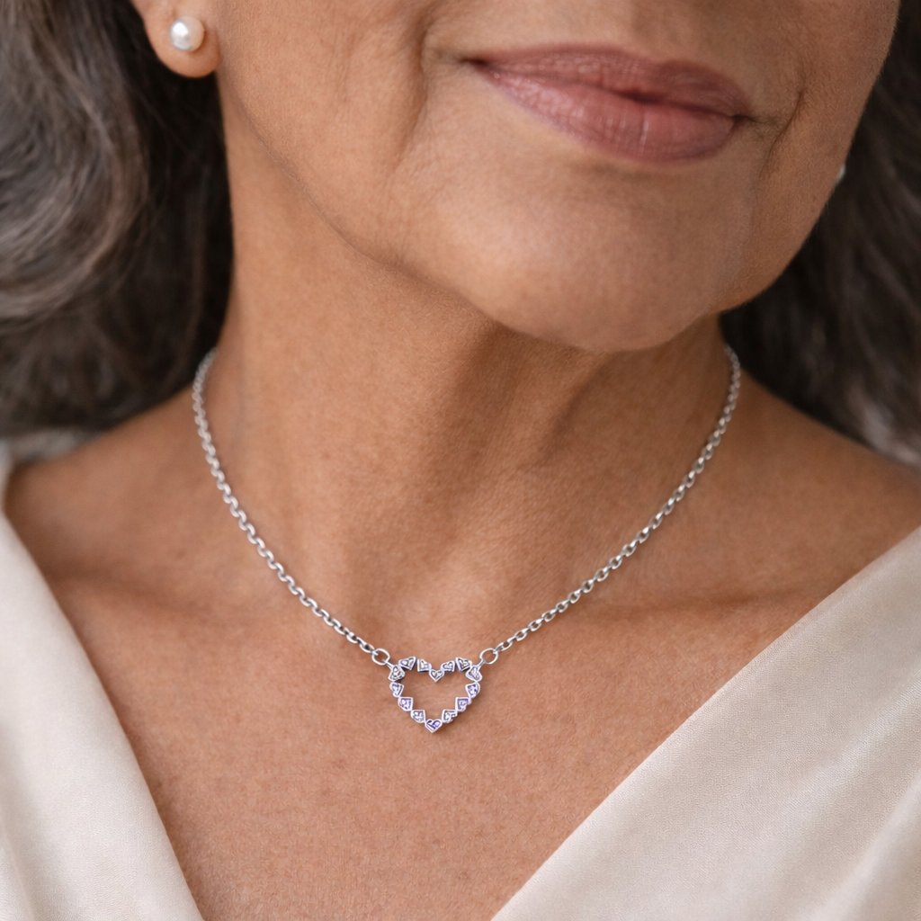 Elodie heart pendant purple necklace