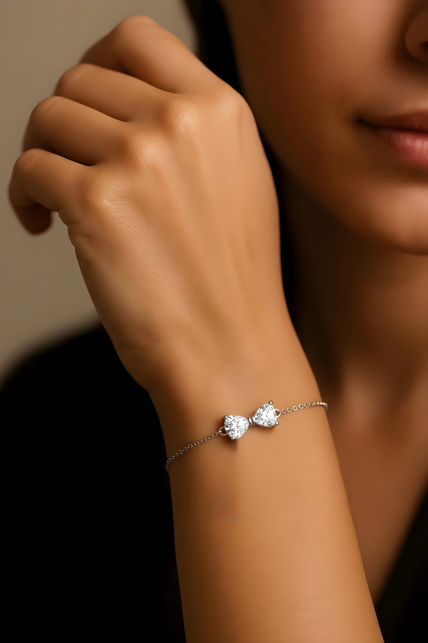 Meera simulated diamond bow bracelet