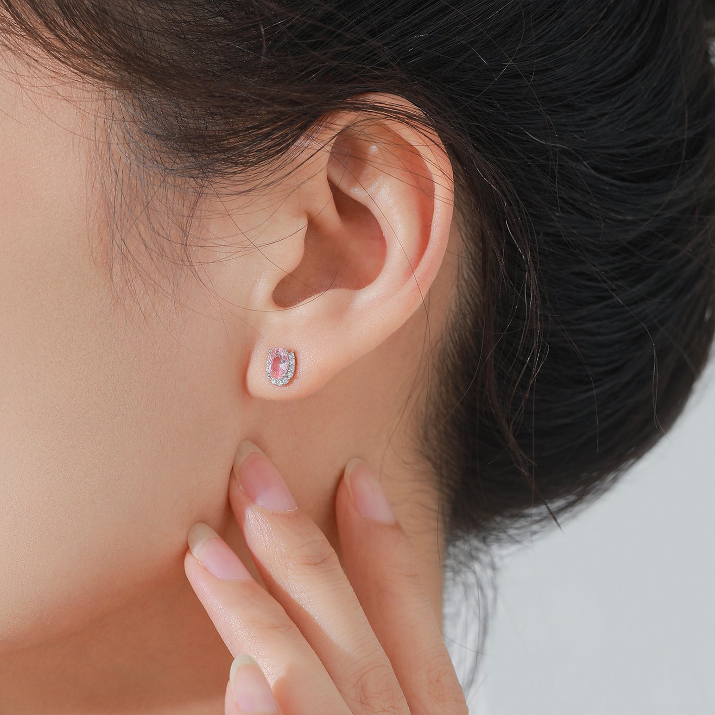 Saraya Pink Oval Earring Studs