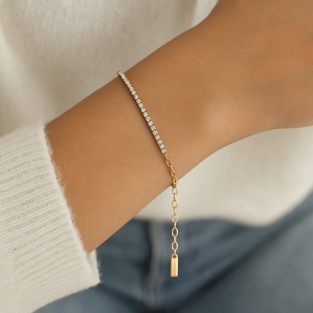 Demi half paperclip tennis bracelet