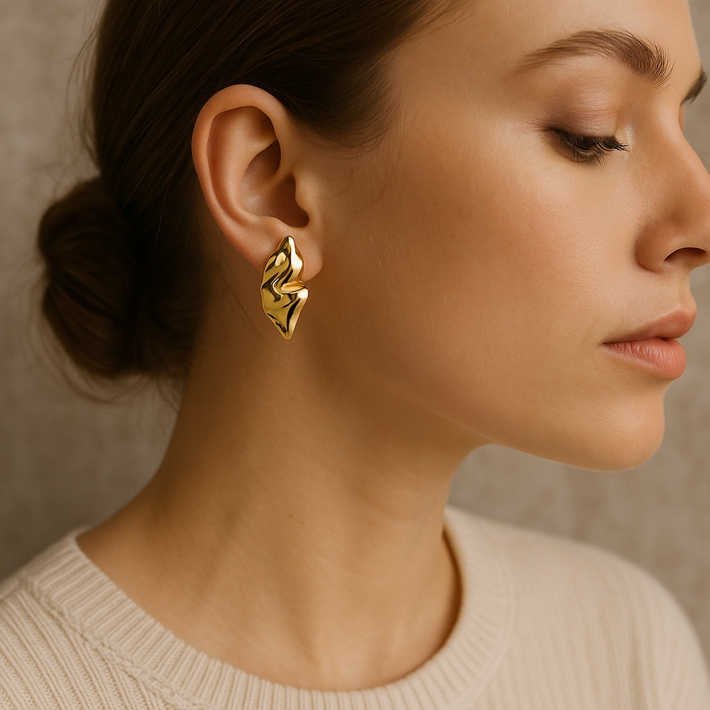 Daya Hammered Leaf Earrings