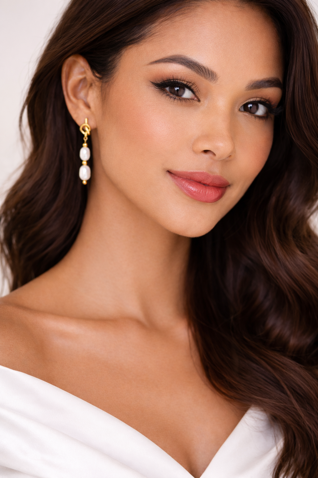 Elara Freshwater Pearl Twisted Knot Earrings