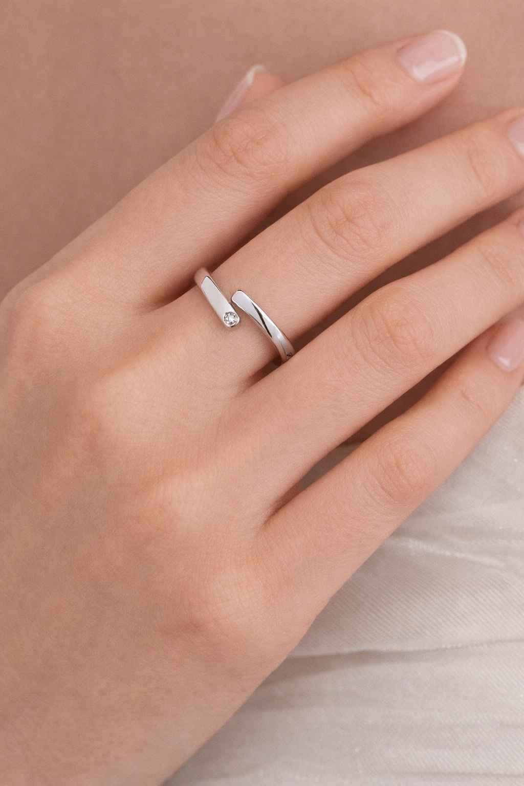 Ines Open Eternity Ring with Simulated Diamond