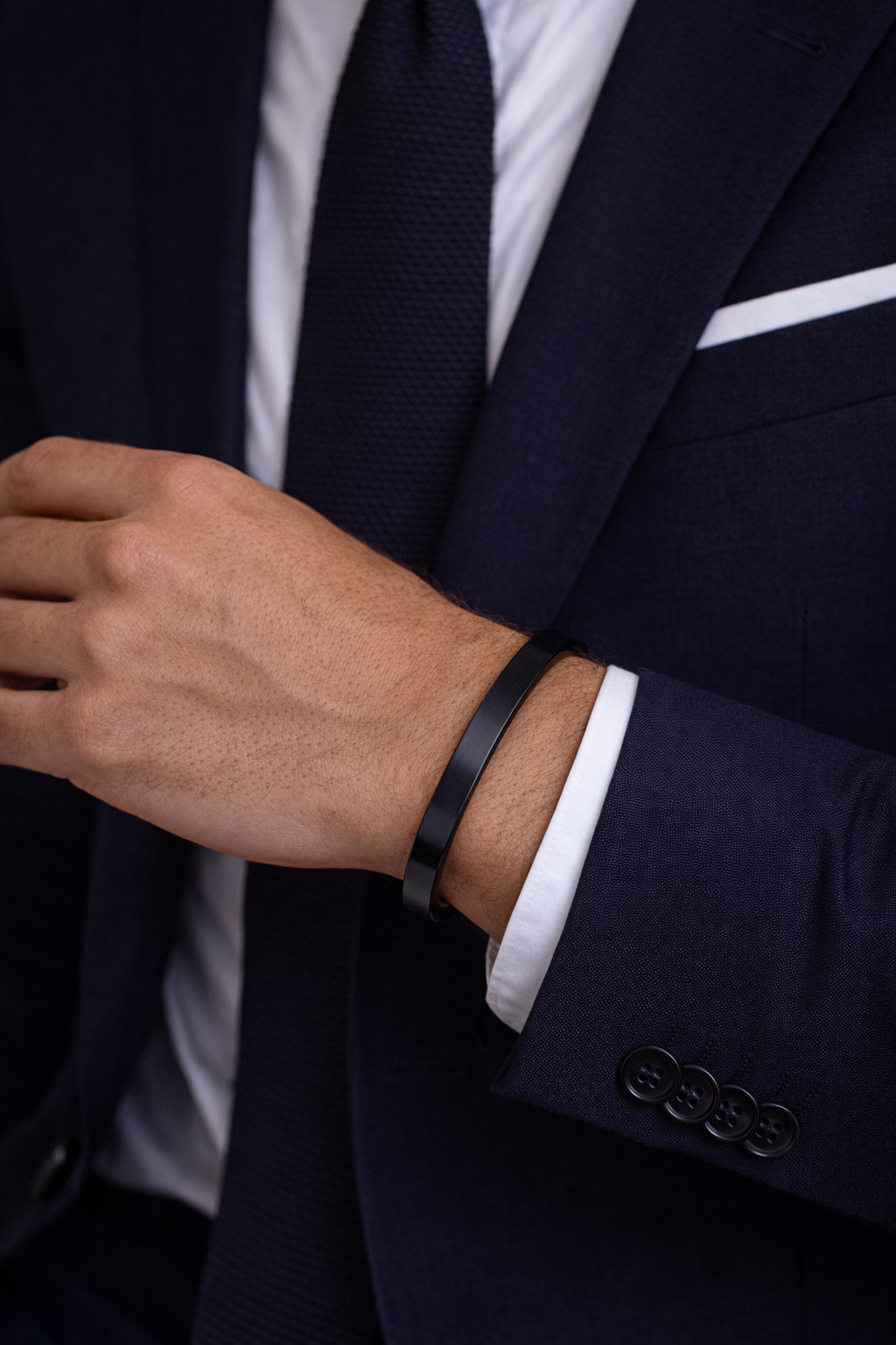 Stainless Steel Black Cuff, Large