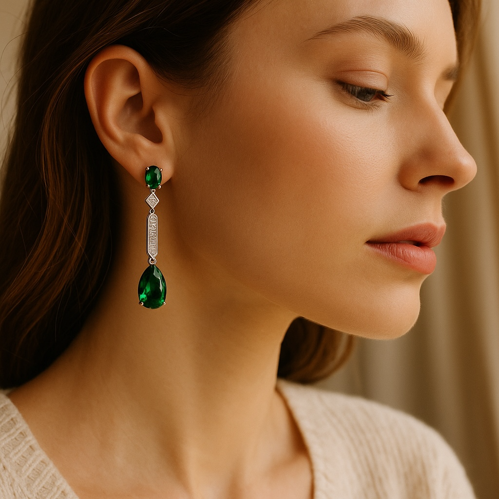 Andra Simulated Emerald Drop Earrings