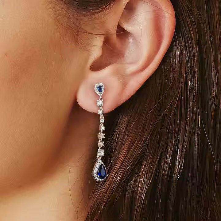 Lorelai Blue Zircon Stone Pendant Earrings