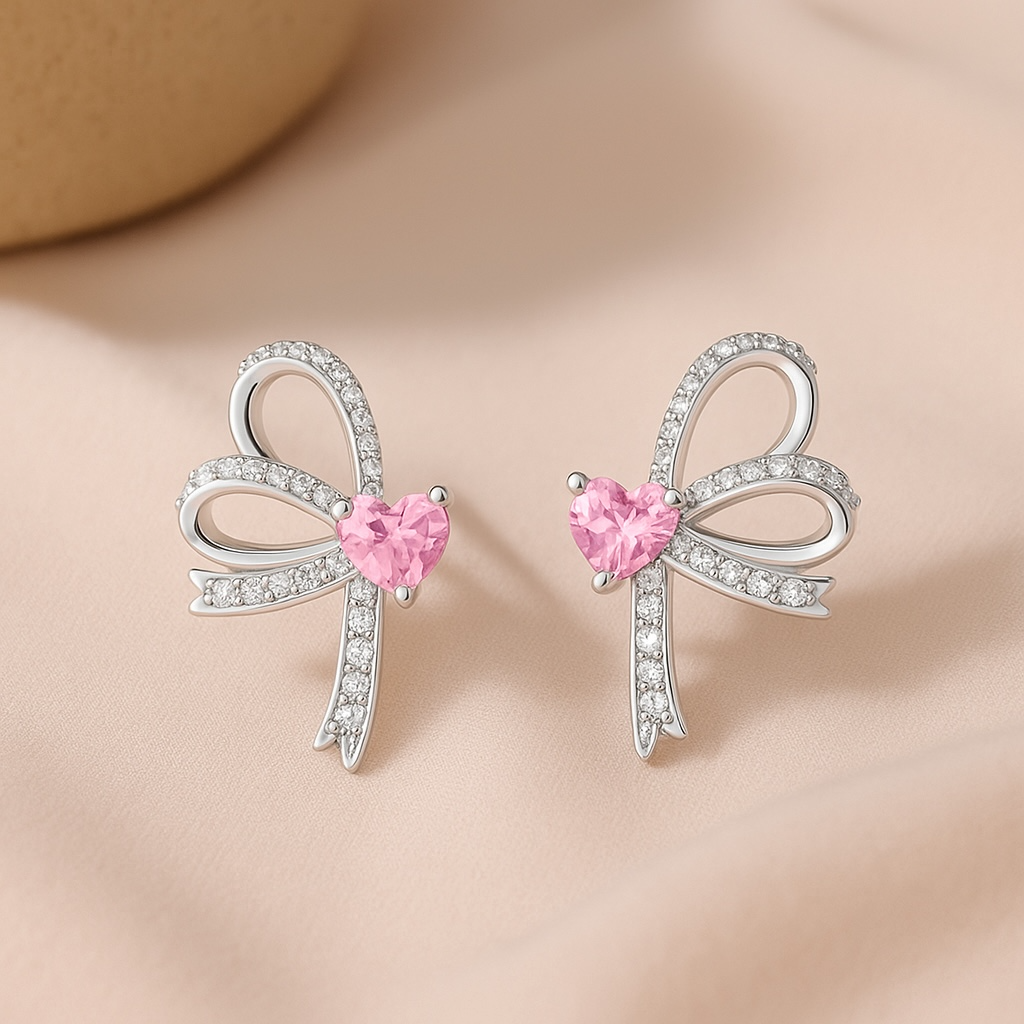 Celia Pink Crusader Ribbon Studs