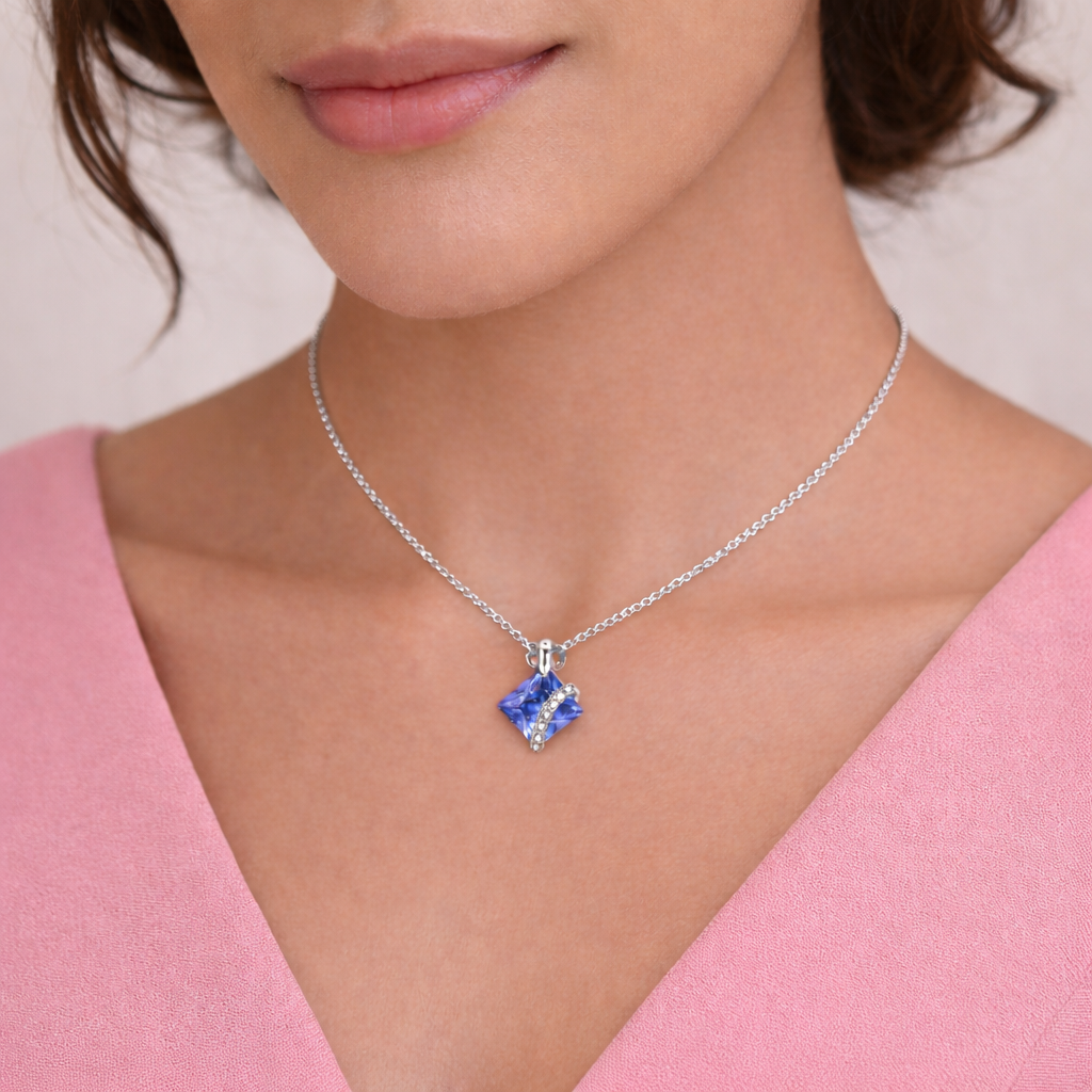 Azure sapphire pendant necklace