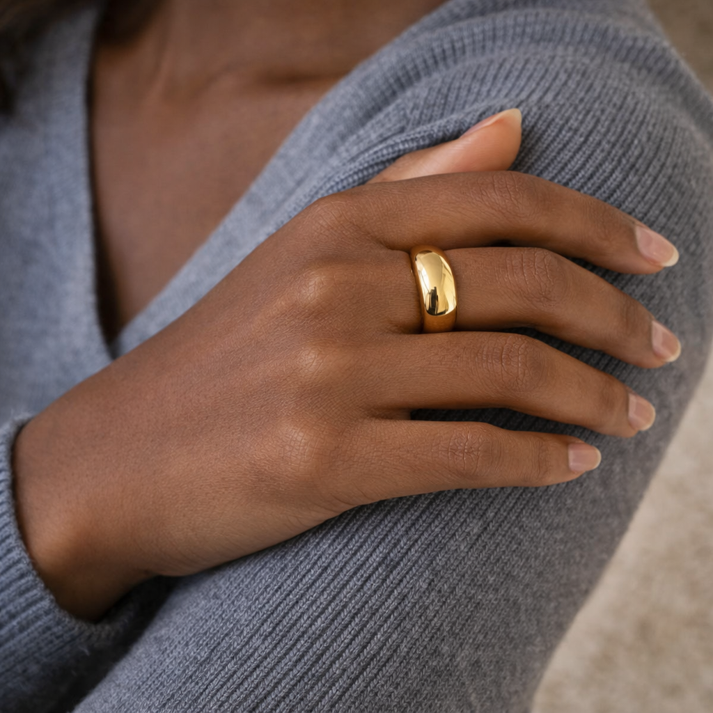 Chunky gold dome ring