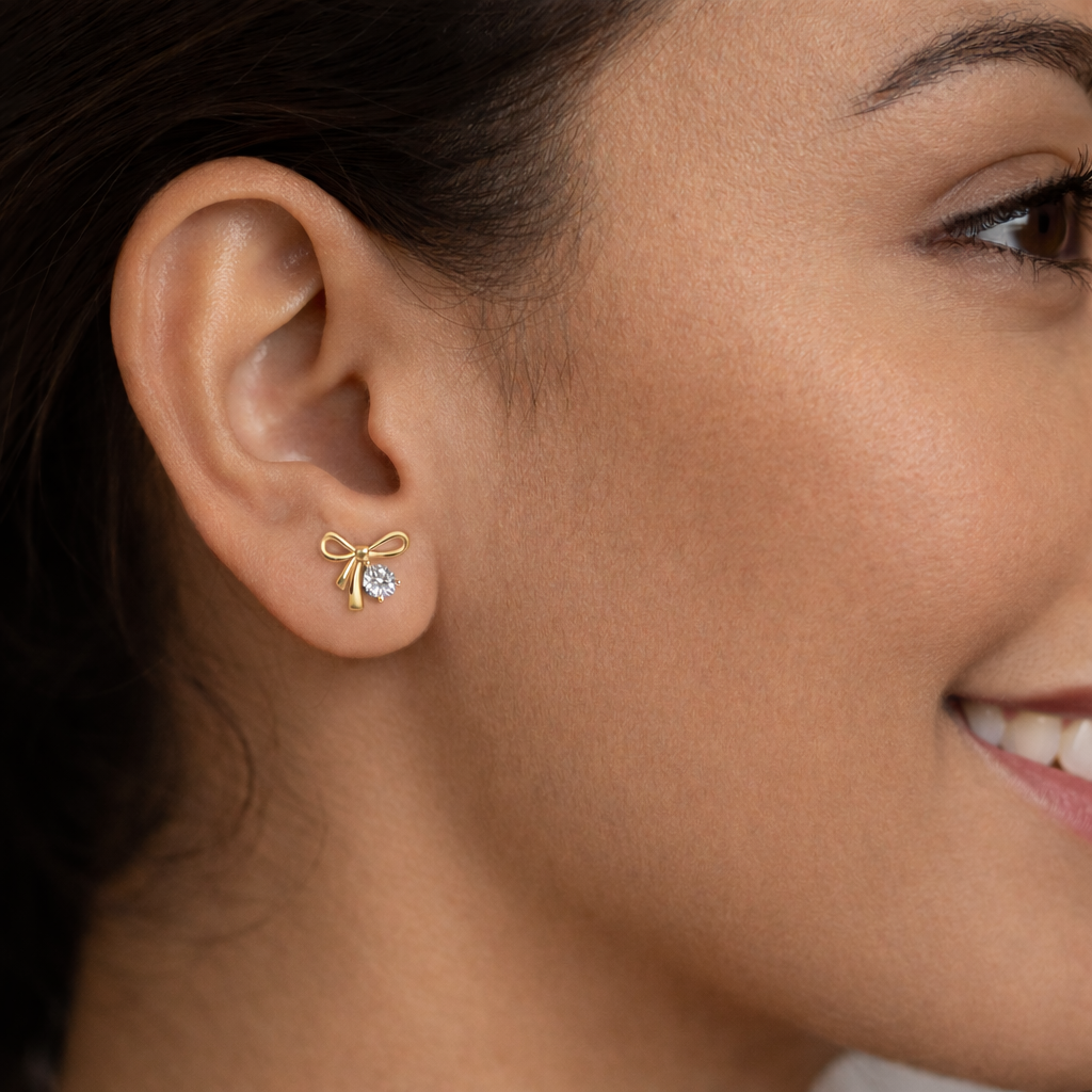 Dalia bow earring studs, gold