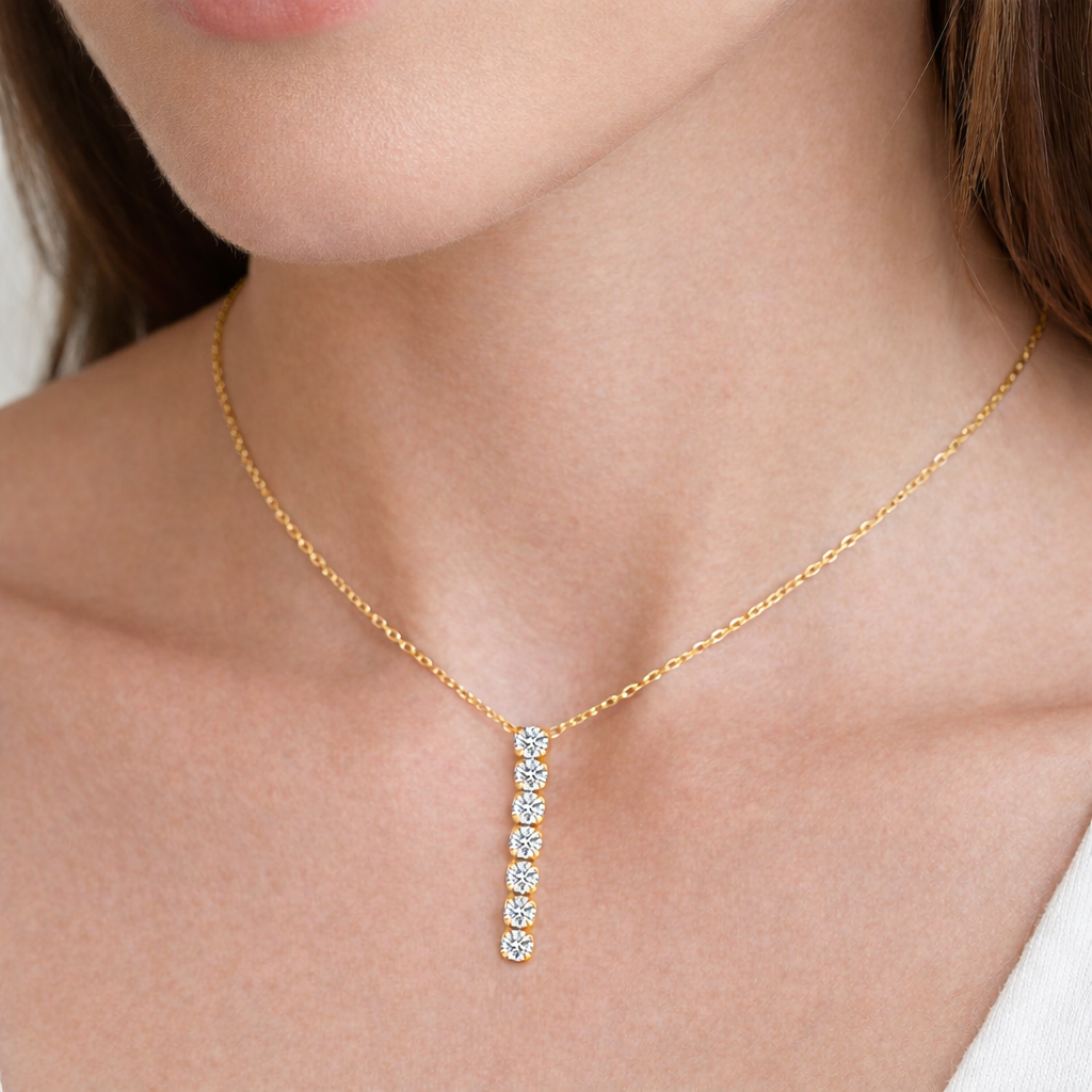 Darci Lariat Pave Necklace,GOLD