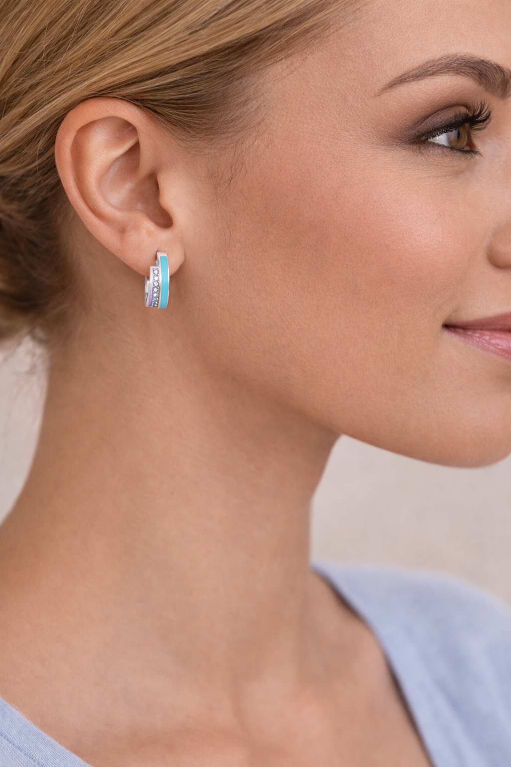 Edith rainbow huggie triplet earrings