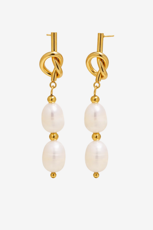  Elara Freshwater pearl twisted knot earrings