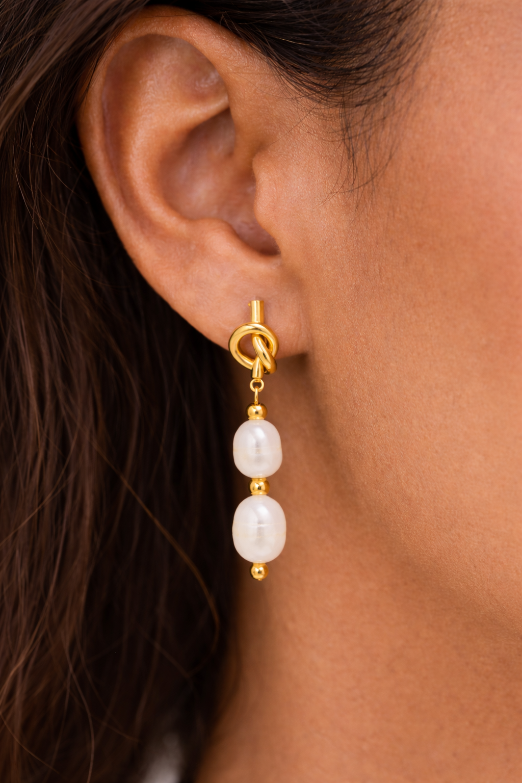  Elara Freshwater pearl twisted knot earrings