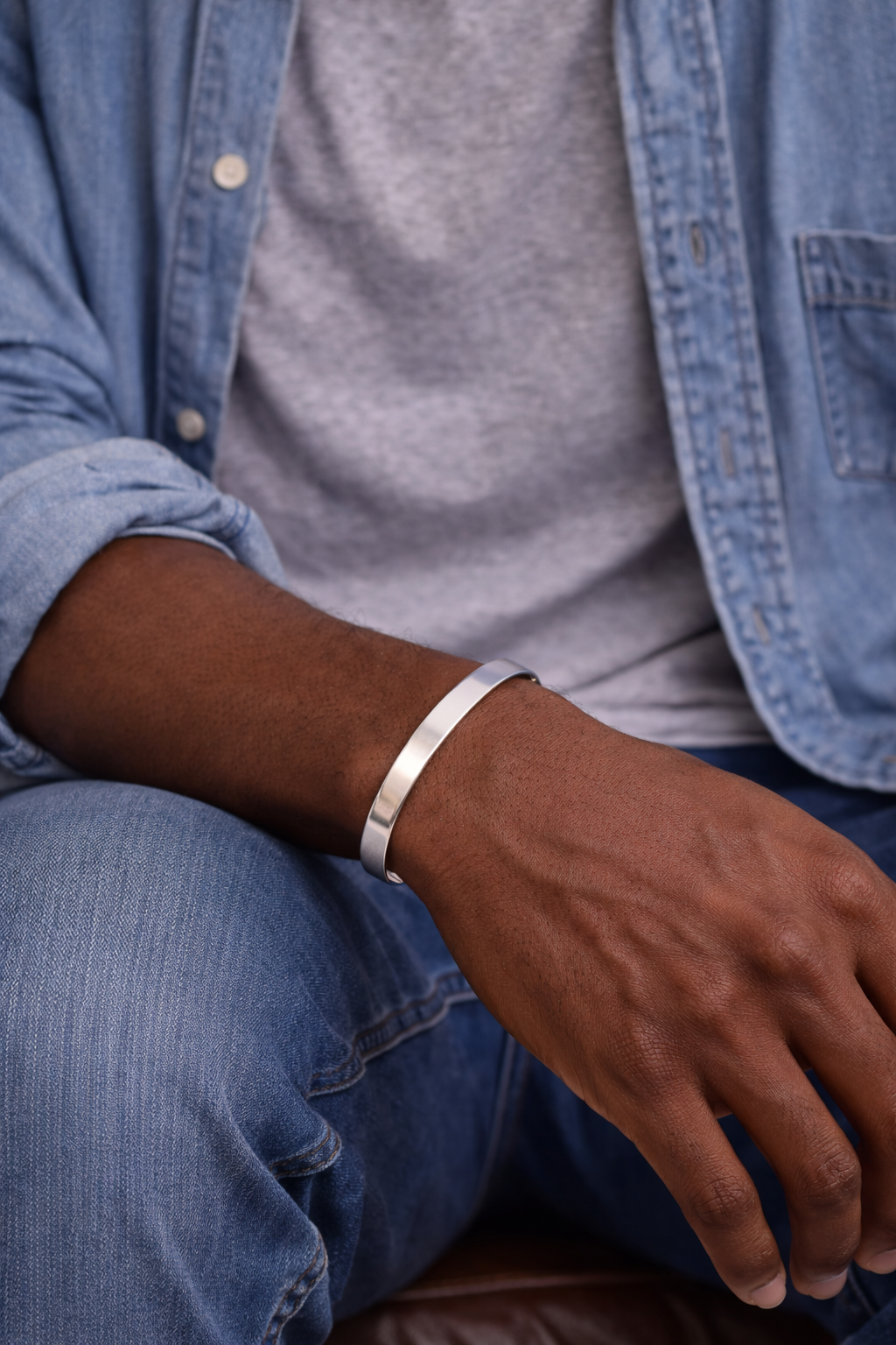 JOET MEN, Steel Silver Cuff, Large