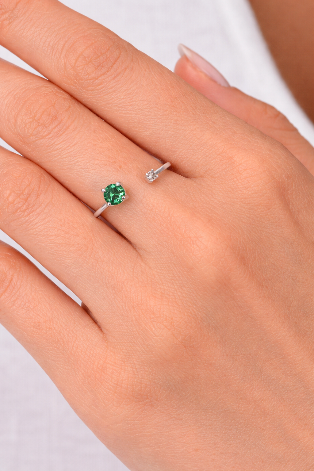Matilda Emerald Open Band Ring, model 