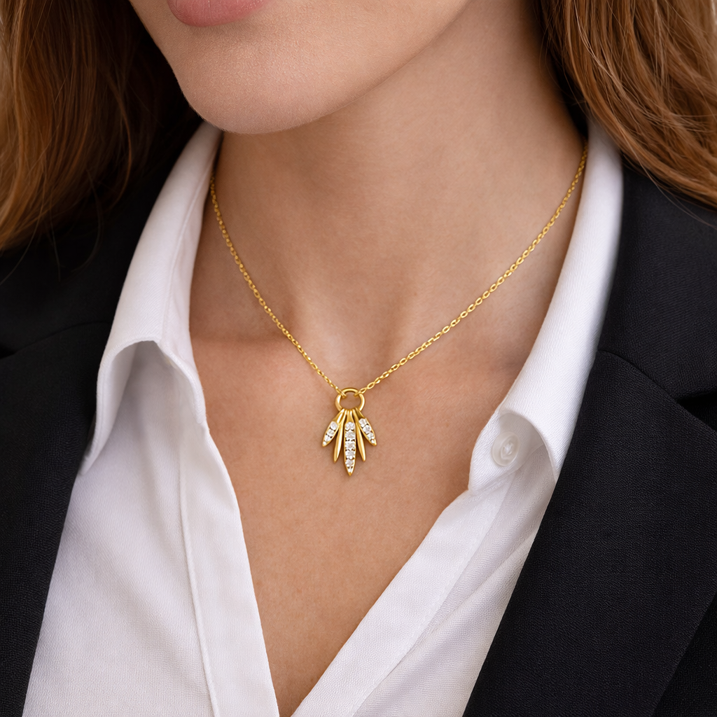 Robin Pave Cluster charm necklace, gold