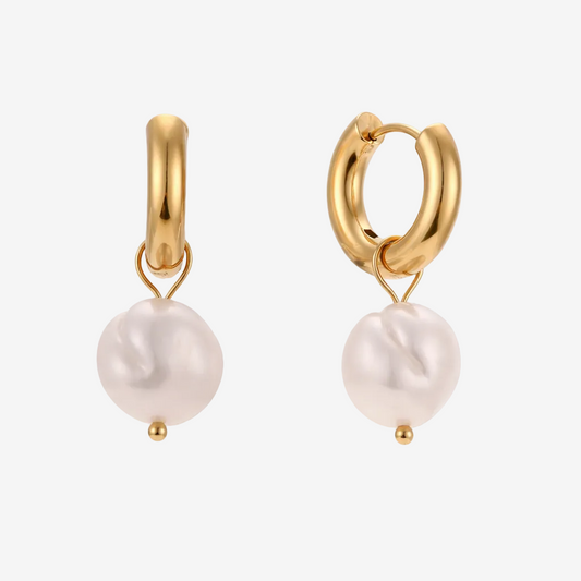 Selene Freshwater Pearl Hoop Earrings