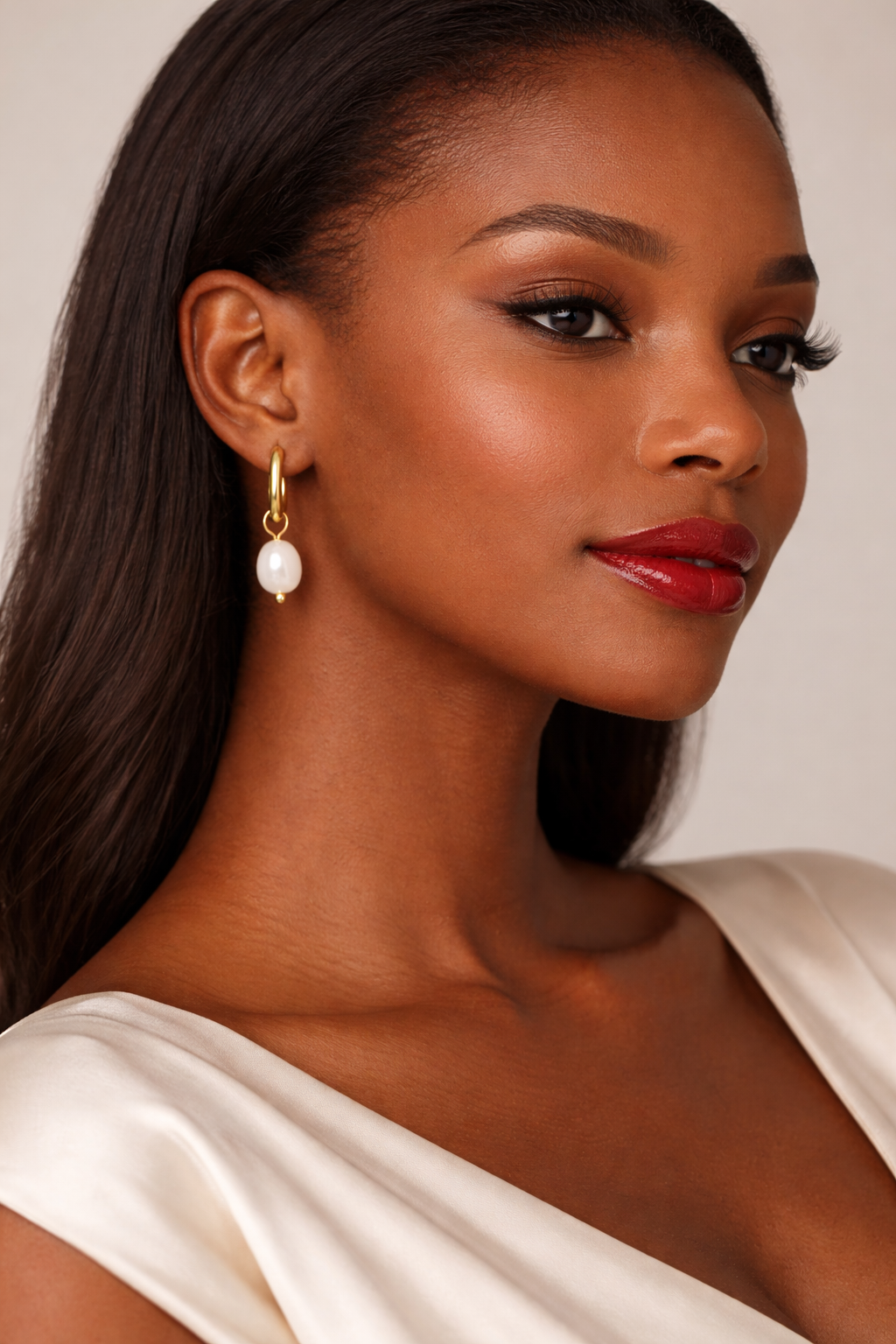 Selene, Freshwater pearl hoop earrings