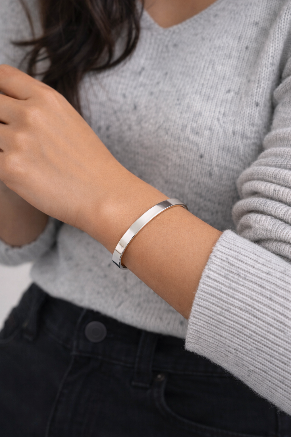 Stainless steel silver cuff, 