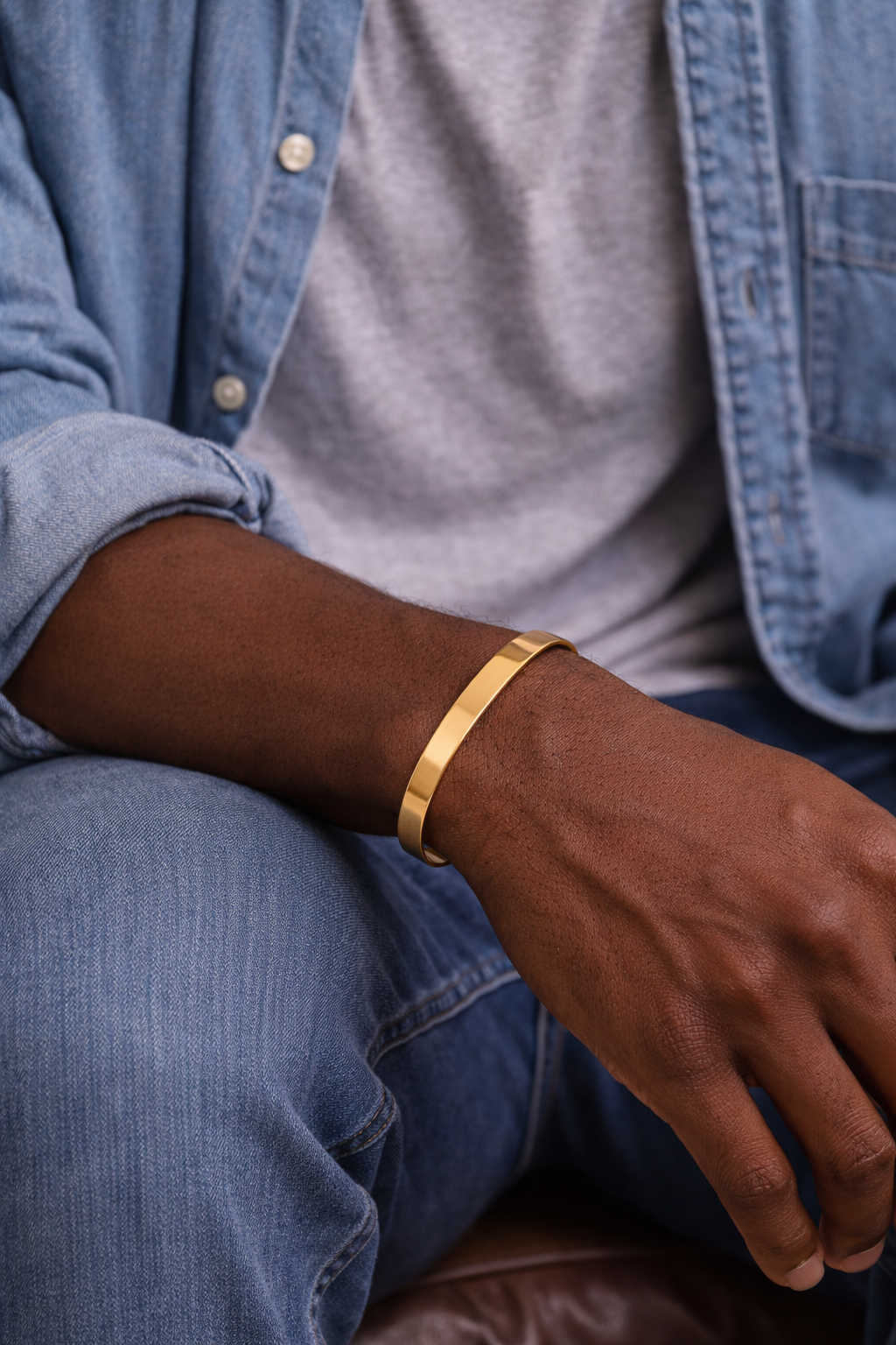 Steel Gold cuff, Large