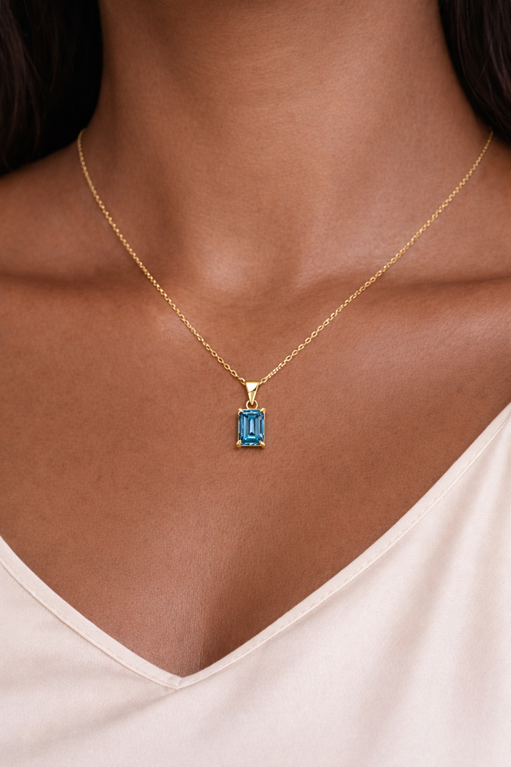 Verte london blue topaz necklace neck