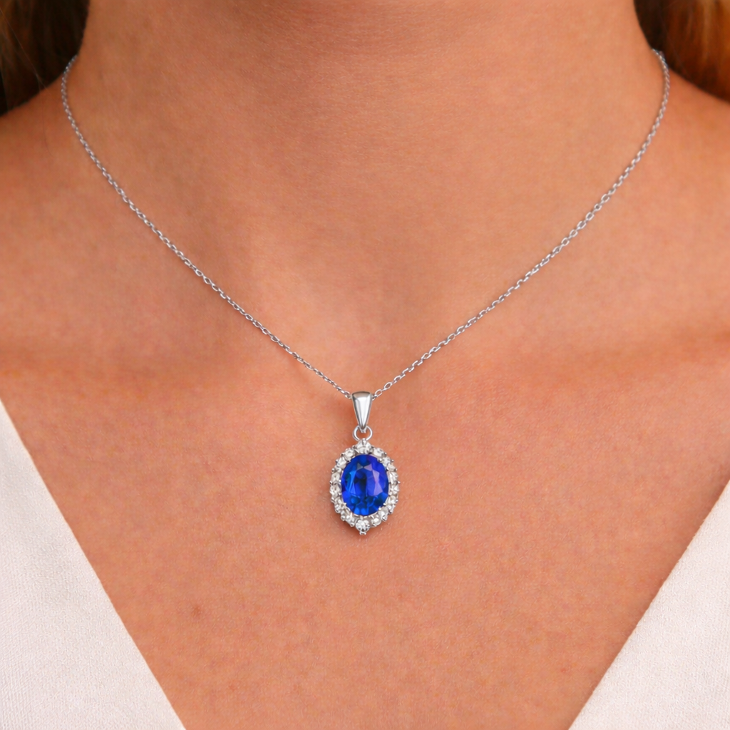 Viola sapphire pendant necklace