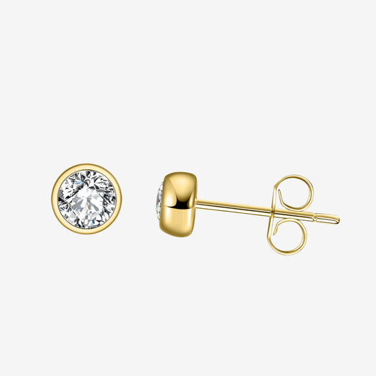 Leah Bezel Set Stud Earrings