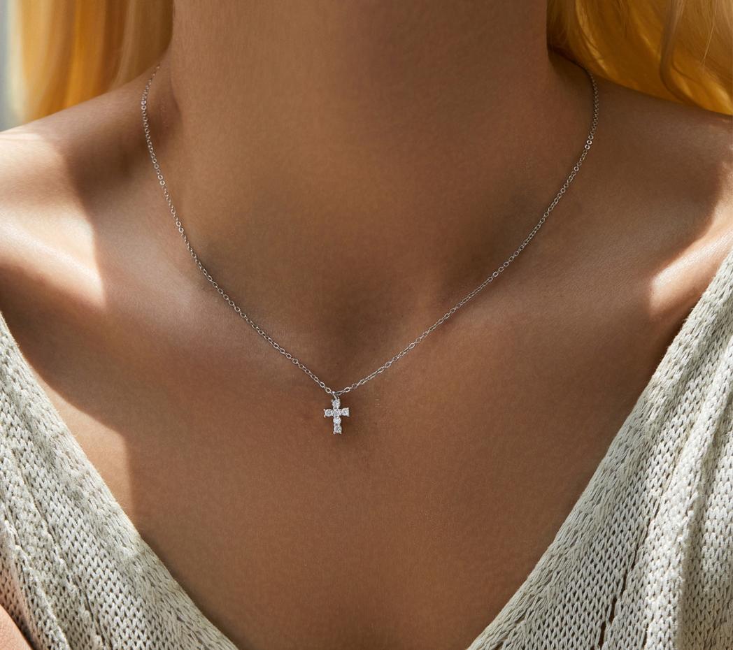 Lucia Moissanite Cross Necklace